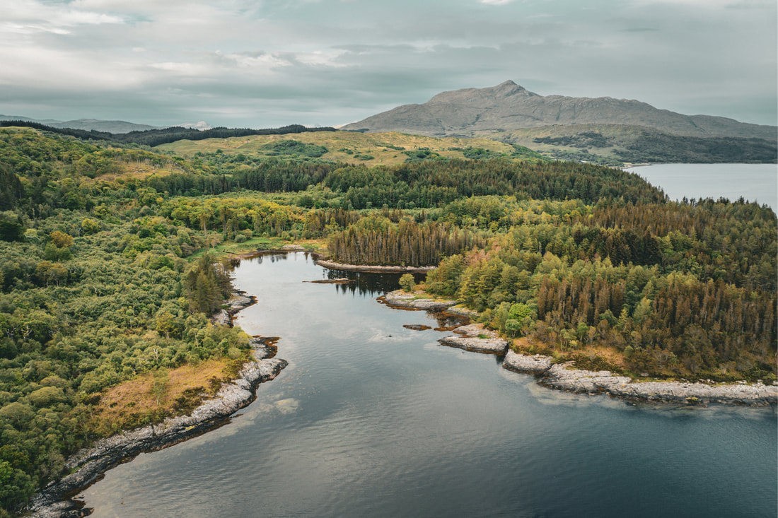 Sàilean nan Cuileag near Salen on Loch Sunart at high tide with Ben Resipole in the distance | Ardnamurchan, Scotland | Steven Marshall Photography